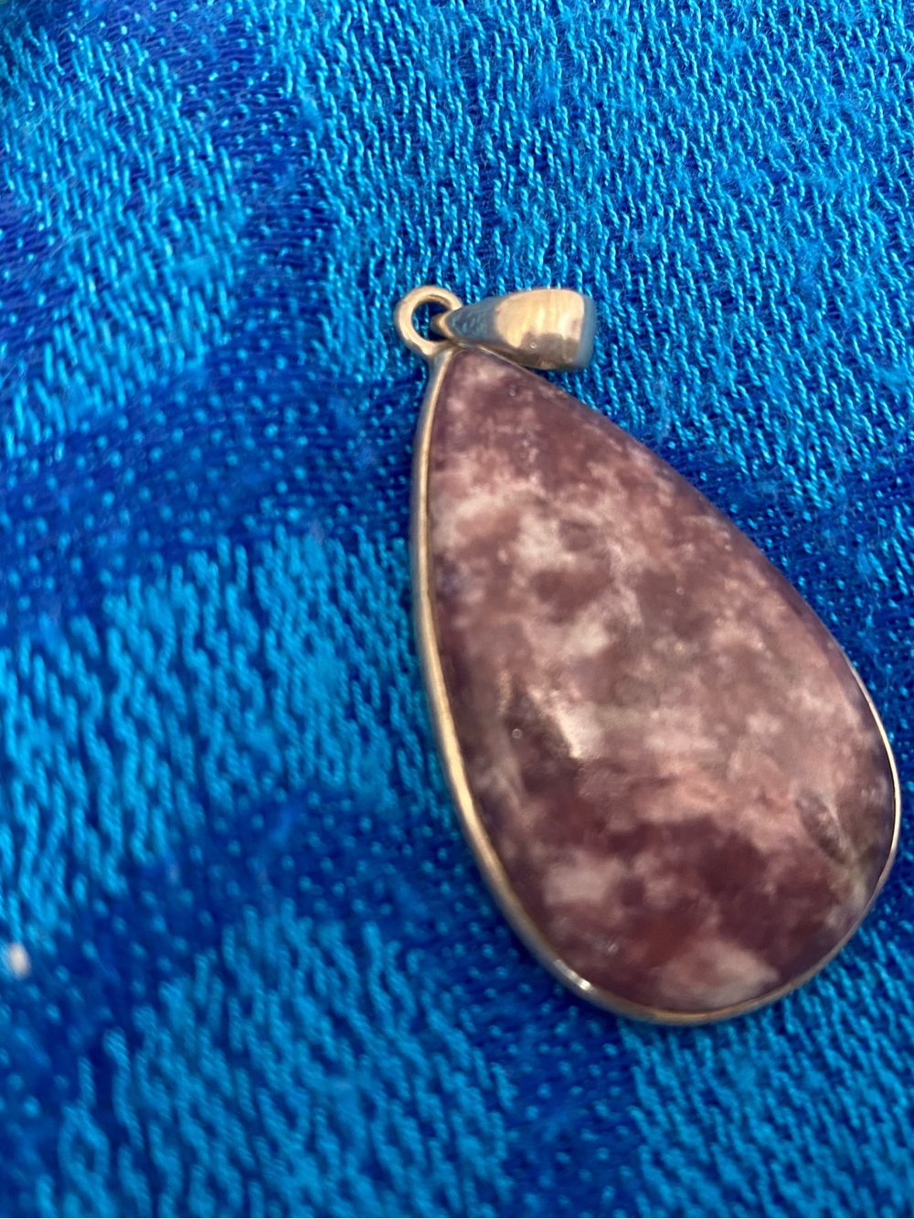 Natural Lepidolite Sterling Silver Teardrop Pendant - Picture 6 of 7